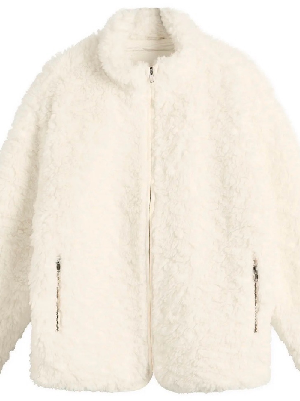 RARE NWT Skims Faux Fur Zip-Up Jacket Egret Size M